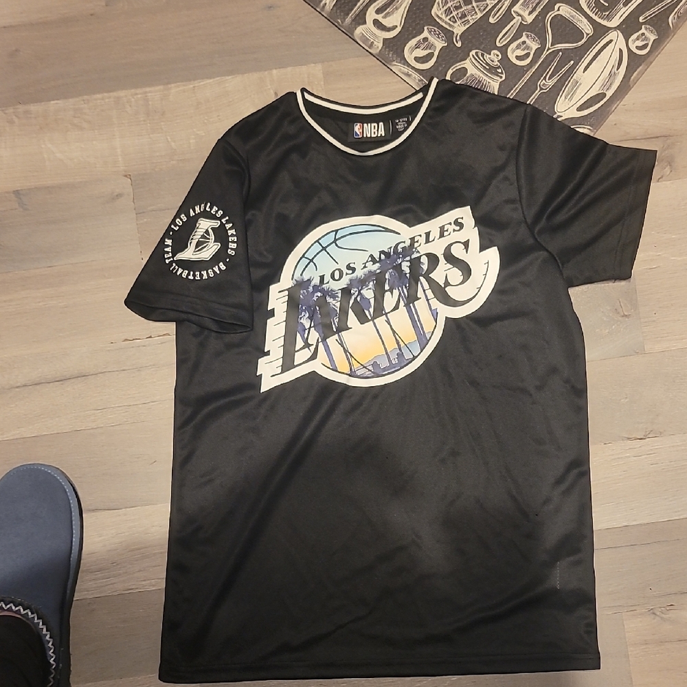 NBA Black Los Angeles Lakers Graphic Tee Lebron James #23 Basketball Size 14/16